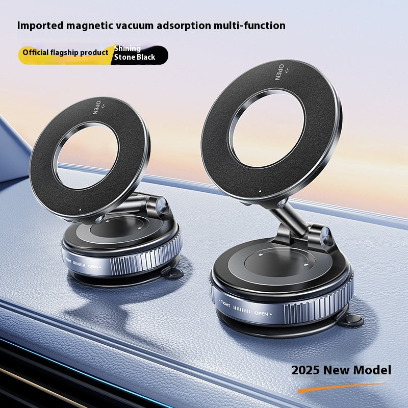 Magnetic Phone Holder With Vacuum Suction Foldable Adjustable Car Mount