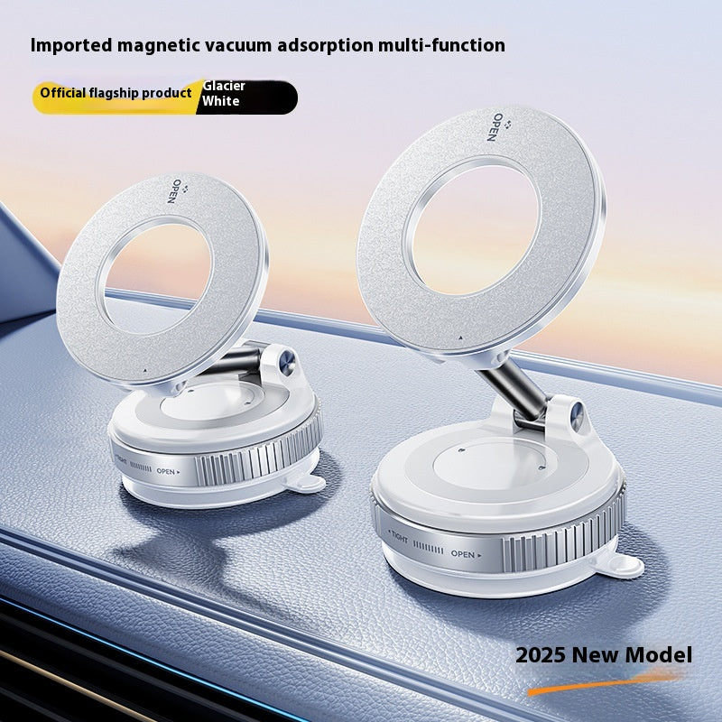 Magnetic Phone Holder With Vacuum Suction Foldable Adjustable Car Mount